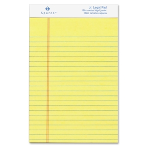 Sparco Products 2058 Pad,Micro-Perforated,Jr. Legal Rld,50 Sh,5"x8",12/DZ,Canary by Sparco