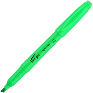 Integra 36185 Pen Style Highlighter, Chisel Tip, 12/PK, Fluorescent Green by Integra