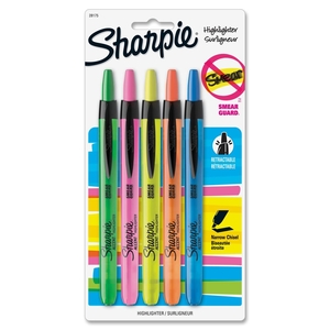 Sanford, L.P. 28175PP Highlighter, Retractable, Chisel Pt, 5 Color/ST, Assorted by Sharpie