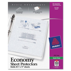 Avery PV119E Sheet Protectors,Economy Weight,11"x8-1/2",100/PK,Semi-clear by Avery