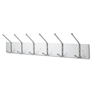 Safco Products 4162 Metal Wall Rack, Six Ball-Tipped Double-Hooks, 36w x 3-3/4d x 7h, Chrome by SAFCO PRODUCTS
