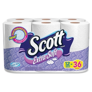 Extra Soft Bath Tissue, One-Ply, 400Sht/Roll, 12/PK, White by Scott