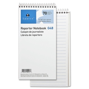 Sparco Products G48 Reporter's Notebook,Gregg Ruled,70 Sheets,4"x8",12/PK, White by Sparco