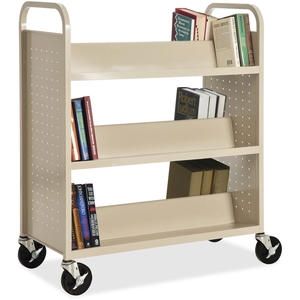 Lorell Furniture 49202 Double-Sided Booktruck, 39"X19"X46", Putty by Lorell