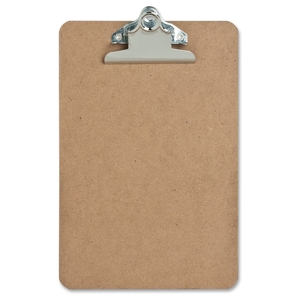 Hardboard Clipboard, Nickel-Plated Clip, 6"x9", Brown by Sparco