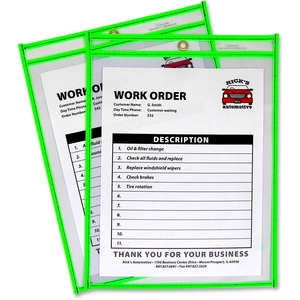 C-Line Products, Inc 43913 Shop Ticket Holder, 9"x12" ,Metal Eyelet, Neon Green by C-Line