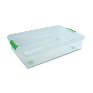 I.R.I.S. Inc 170286 Plastic Storage Box, 18"x28-1/2"x6-1/4", 6/CT, Clear/Green by I.R.I.S.
