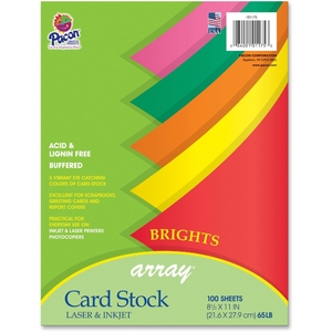 PACON CORPORATION 101175 Card Stock Paper, 65 lb., 8-/2"x11",100/PK, AST Brights by Pacon