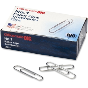 OFFICEMATE INTERNATIONAL CORP. 99911 Paper Clips, Size 1, Standard, .034 Gauge, 100/BX, Silver by OIC