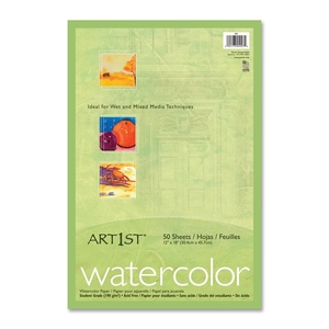 PACON CORPORATION 4927 Watercolor Paper, 90lb., 12"x18", 50SH/PK, White by Art1st