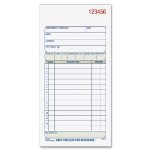 Tops Products TC3705 Sales Order Book, 3-Part, 3-11/16"x7-3/16", 50/Book by Adams