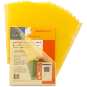 Transparent File Holders,Water Resistant,11"x8-1/2",10/PK,YW by Sparco
