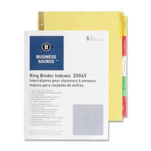Business Source 20065 Insertable Tab Indexes,5 Tab,11"x8-1/2",Buff Paper/Multi by Business Source