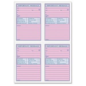 Important Message Book, 11"x8-1/4", 400 Sets, PK/CY Paper by TOPS