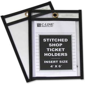 C-Line Products, Inc 46046 Shop Ticket Holder, Stitched, 4"x6", 25/BX, Clear Vinyl by C-Line