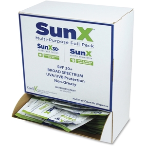 Sunscreen and Towelettes,Wall-mount Dispenser,5"x8",50 Wipes by SunX