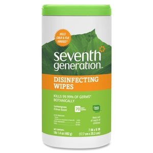 Seventh Generation, Inc 22813 Disinfectant Wipes, 70 Wipes, Lemongrass Citrus Scent by Seventh Generation