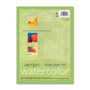 PACON CORPORATION 4925 Watercolor Paper, 90lb., 9"x11", 50SH/PK, White by Art1st