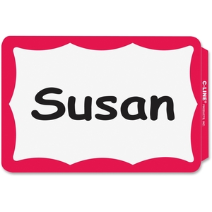 Name Badges, 3-1/2"x2-1/4", 100/BX, Red Border by C-Line