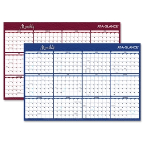 Yearly Wall Planner, Erasable, 2-Sided, 24"x36", BE/BY by At-A-Glance