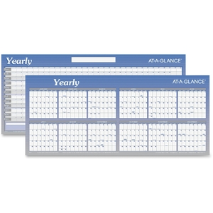 ACCO Brands Corporation A177 Erasable Wall Calendar,Yearly, 2-Sided,Jan-Dec,60"x26",Blue by At-A-Glance