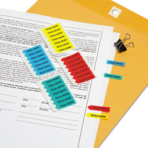Mini Arrow Page Flags, "Sign Here", Blue/Mint/Red/Yellow, 126 Flags/Pack by REDI-TAG CORPORATION