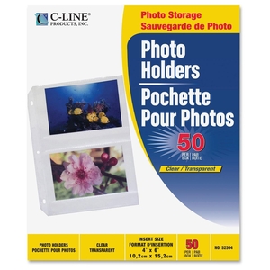 Photo Holders, Side Load, Holds 4 Photos, 4"x6", 50/BX, CL by C-Line