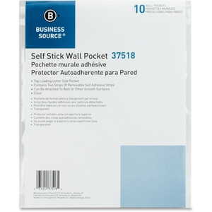 Business Source 37518 Self Stick Vinyl Pockets, Top Loading, 9"x12", 10/PK, Clear by Business Source