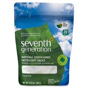 Seventh Generation, Inc 22818 Dishwashing Detergent Single Pacs, 20/PK, Free/Clear by Seventh Generation