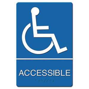 U.S. Stamp & Sign USS4725 ADA Sign Wheelchair Accessible, Tactile Symbol/Braille, Plastic, 6x9, Blue/White by U. S. STAMP & SIGN