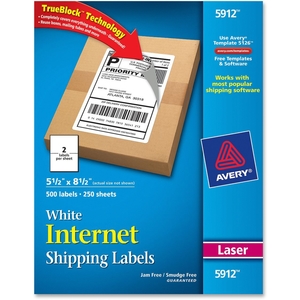 Avery 5912 Internet Shipping Labels, 5-1/2"x8-1/2", 500/PK, WE by Avery