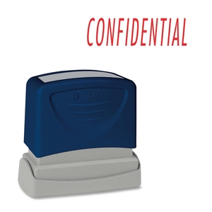 CONFIDENTIAL Title Stamp, 1-3/4"x5/8", Red Ink by Sparco