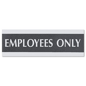 U.S. Stamp & Sign 4760 Century Series Office Sign, EMPLOYEES ONLY, 9 x 3, Black/Silver by U. S. STAMP & SIGN