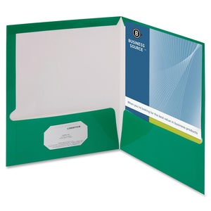 Two Pocket Folder, Ltr, 2-Pkts, 100 Shts, 25/BX, GN by Business Source