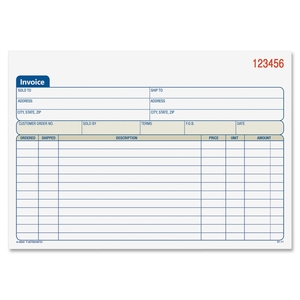 Tops Products DC5840 Invoice Book, 2-Part, Carbonless, 8-7/16"x5-9/16", 50 Set/BK by Adams