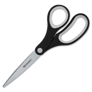 Scissors, Straight, 8", Soft Handle, Black by Acme United