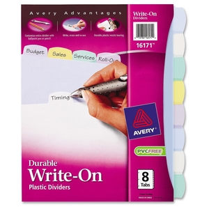 Avery 16171 Write-on Dividers,Translucent,8-Tab,8-1/2"x11",Multi by Avery