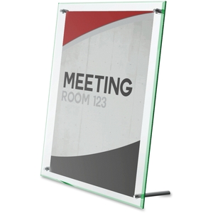 Sign Holder,Beveled Edge,Holds 8-1/2"x11",Green Edge/Clear by Deflect-o
