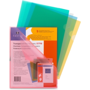 Sparco Products 01798 Transparent File Holders,Water Resistant,11"x8-1/2",5/PK,AST by Sparco