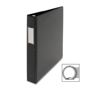 Business Source 28559 Round Ring Binder,w/Label Holder,1" Cap.,11"x8-1/2",BK by Business Source