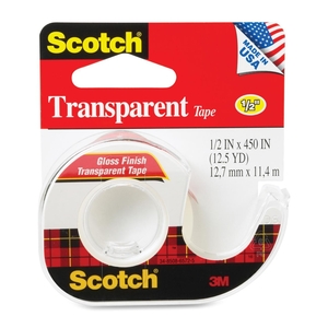 3M 144 Tape With Dispenser,1" Core, 1/2" x 450", Clear by Scotch