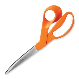 Scissors, Office, Heavy-Duty, Bent Handle, RH, 9",Orange by Fiskars