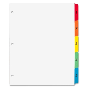 Sparco Products 21900 Index Dividers W/Table Of Contents, 1-5, 5 Tabs/ST, Multi by Sparco