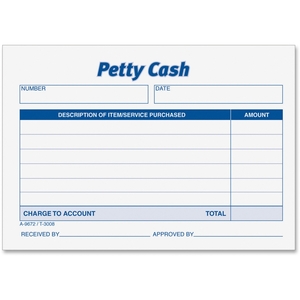 Tops Products 3008 Petty Cash Pad, 50 Shts/Pad, 5"x3-1/2", 12/PK, White by TOPS