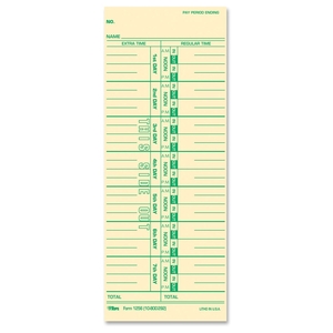 Tops Products 12563 Time Cards, Numbered Days, 100/PK, 3-1/2"x9" by TOPS