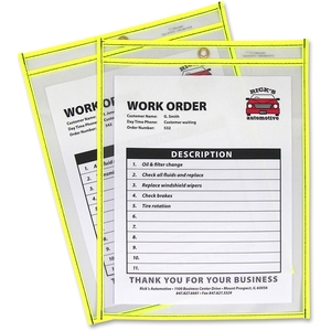 C-Line Products, Inc 43916 Shop Ticket Holder, 9"x12", Metal Eyelet, Neon Yellow by C-Line