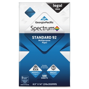 Georgia Pacific Corp. 999706 Spectrum Paper, Lgl, 92GE, 8-1/2"X14", 500Shts, 10RM/CT, WE by Spectrum