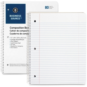Wirebound Notebooks,3-Hole,Colg Rule,8-1/2"x11",80Shts,WE by Business Source