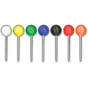 Round Map Tacks, 3/16" Head, 3/8" Long, 250/BX, Assorted by Gem Office Products