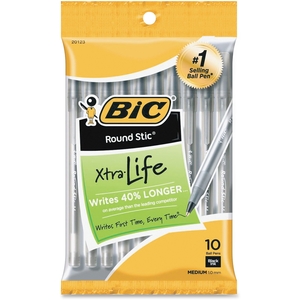 BIC GSMP101BK Round Stic Ballpoint Pen,Med. Point,10/PK,Black Ink by BIC